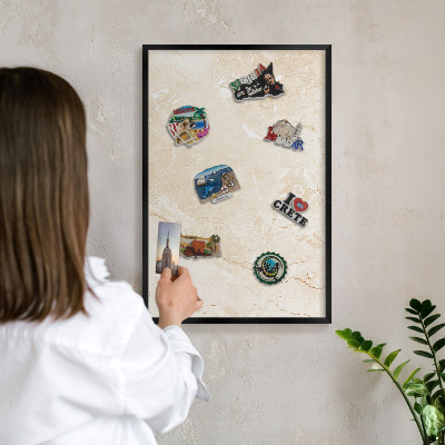 Tableau magnétique encadré de couleur noire Marbre délicat