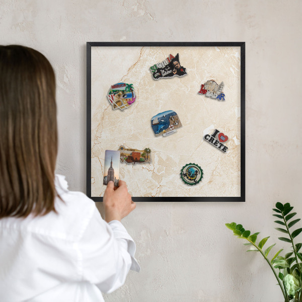 Tableau magnétique encadré de couleur noire Marbre délicat