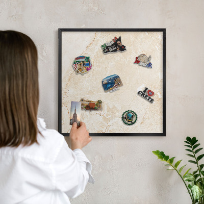 Tableau magnétique encadré de couleur noire Marbre délicat