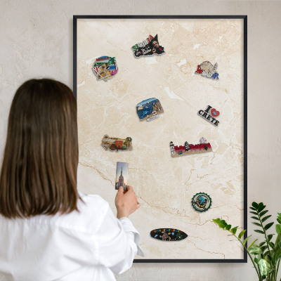 Tableau magnétique encadré de couleur noire Marbre délicat