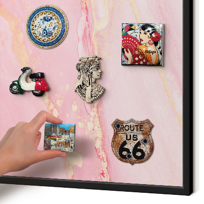 Tableau magnétique encadré de couleur noire Élégance rose