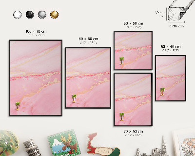 Tableau magnétique encadré de couleur noire Élégance rose
