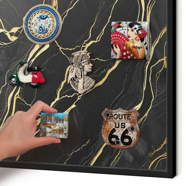 Tableau magnétique encadré de couleur noire Vagues luxueuses