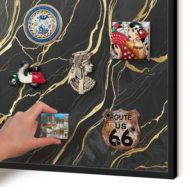 Tableau magnétique encadré de couleur noire Vagues luxueuses