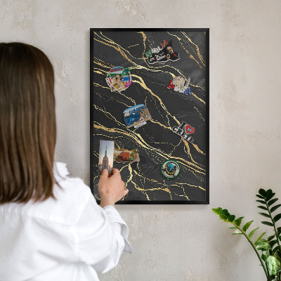Tableau magnétique encadré de couleur noire Vagues luxueuses