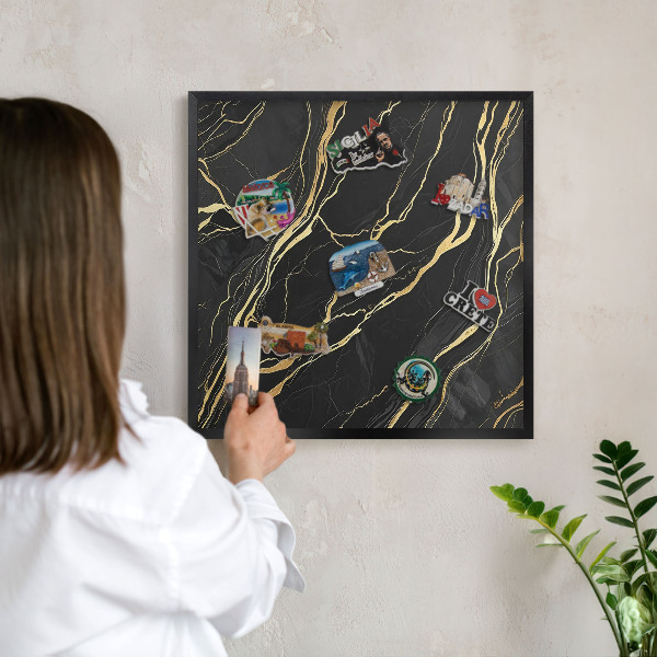 Tableau magnétique encadré de couleur noire Vagues luxueuses