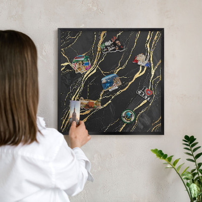 Tableau magnétique encadré de couleur noire Vagues luxueuses