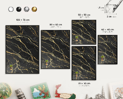 Tableau magnétique encadré de couleur noire Vagues luxueuses