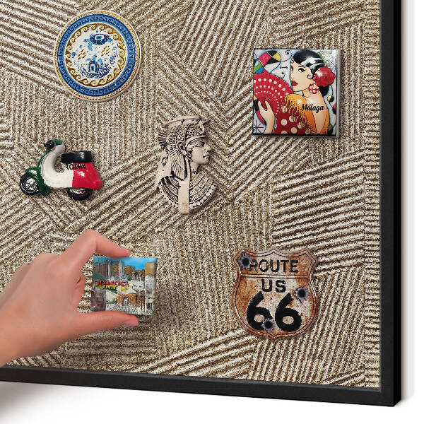 Tableau magnétique encadré de couleur noire Motif géométrique
