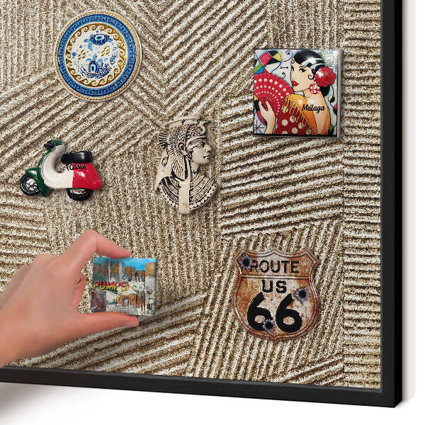 Tableau magnétique encadré de couleur noire Motif géométrique