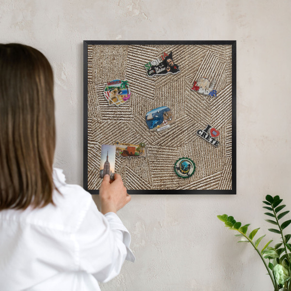Tableau magnétique encadré de couleur noire Motif géométrique