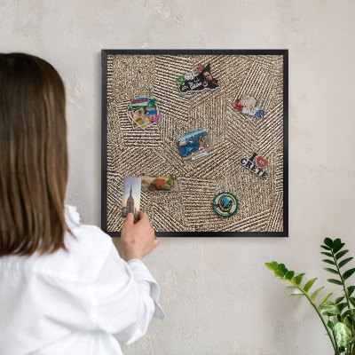 Tableau magnétique encadré de couleur noire Motif géométrique