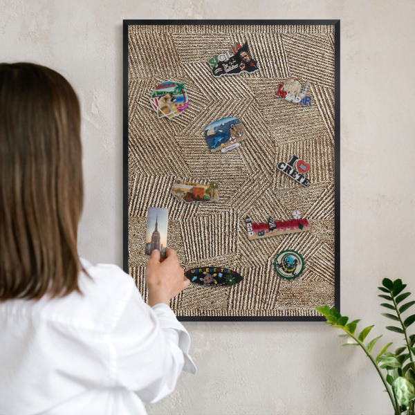 Tableau magnétique encadré de couleur noire Motif géométrique