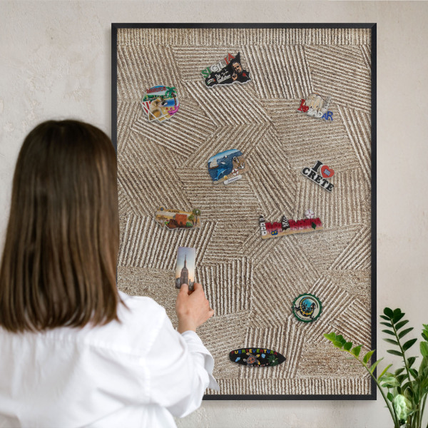 Tableau magnétique encadré de couleur noire Motif géométrique