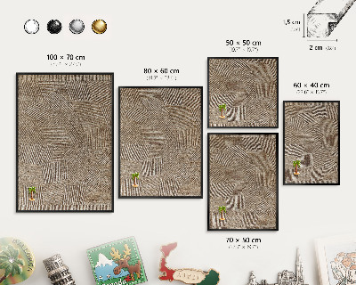 Tableau magnétique encadré de couleur noire Motif géométrique