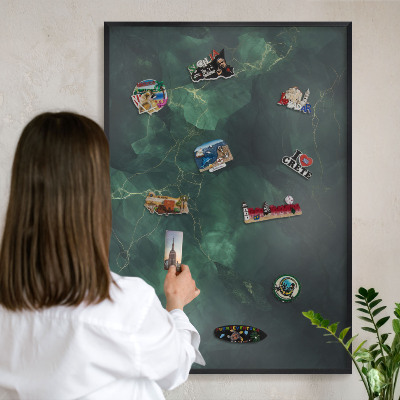 Tableau magnétique encadré de couleur noire Profondeur verte