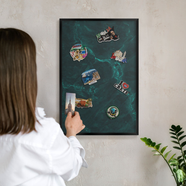 Tableau magnétique encadré de couleur noire Profondeur verte