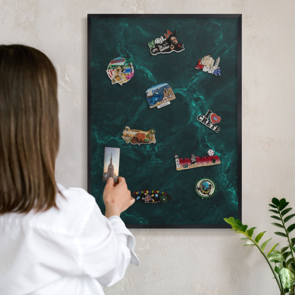Tableau magnétique encadré de couleur noire Profondeur verte