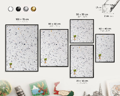 Tableau magnétique encadré de couleur noire Style terrazzo