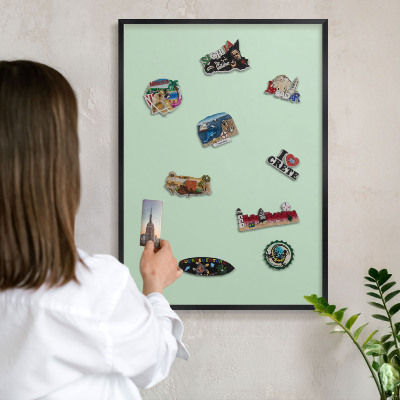 Tableau magnétique encadré de couleur noire Vert menthe