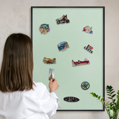 Tableau magnétique encadré de couleur noire Vert menthe