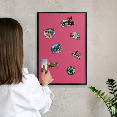 Tableau magnétique encadré de couleur noire Rose énergétique