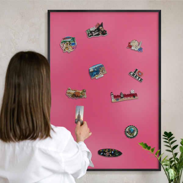 Tableau magnétique encadré de couleur noire Rose énergétique