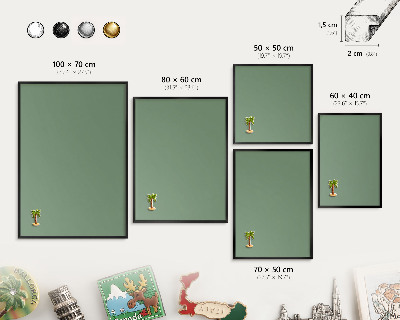 Tableau magnétique encadré de couleur noire Vert délavé