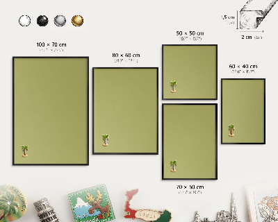 Tableau magnétique encadré de couleur noire Vert vintage