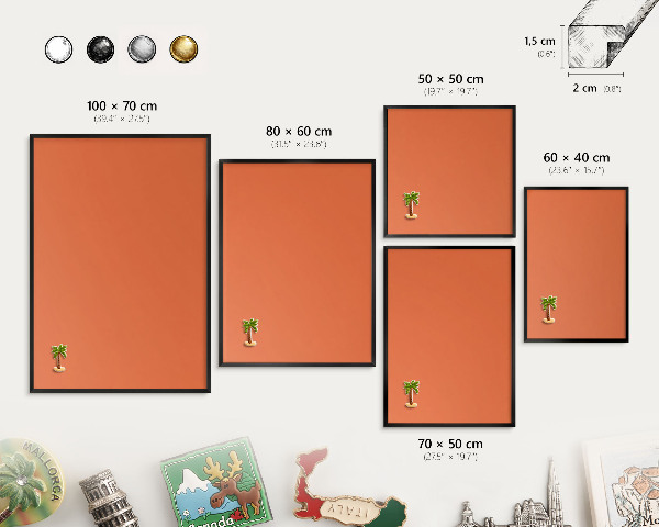 Tableau magnétique encadré de couleur noire Orange fort