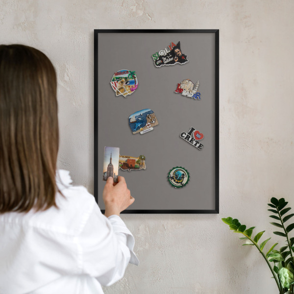 Tableau magnétique encadré de couleur noire Gris foncé