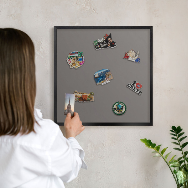 Tableau magnétique encadré de couleur noire Gris foncé