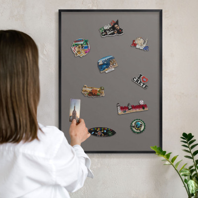 Tableau magnétique encadré de couleur noire Gris foncé