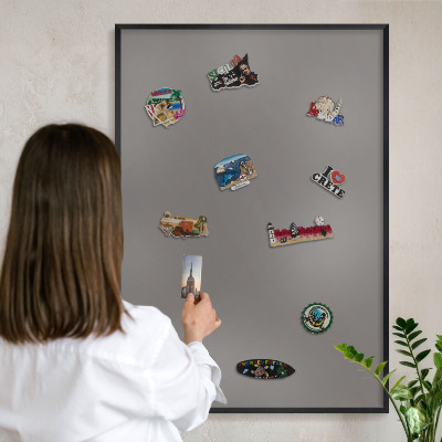 Tableau magnétique encadré de couleur noire Gris foncé