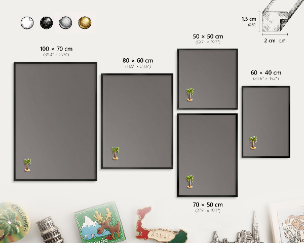 Tableau magnétique encadré de couleur noire Gris foncé