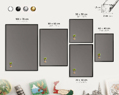Tableau magnétique encadré de couleur noire Gris foncé