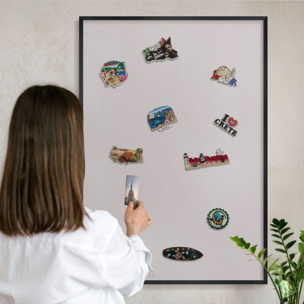 Tableau magnétique encadré de couleur noire Gris cendré
