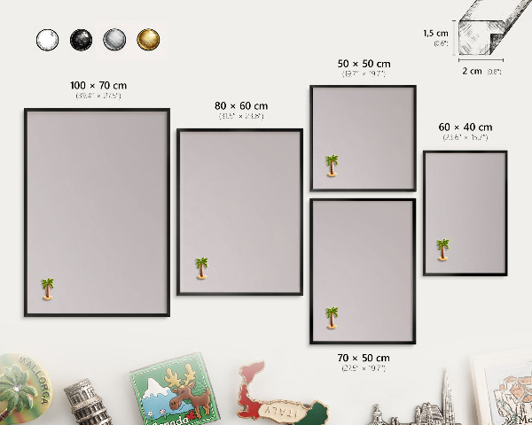 Tableau magnétique encadré de couleur noire Gris cendré