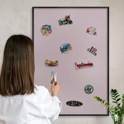 Tableau magnétique encadré de couleur noire Lilas pastel