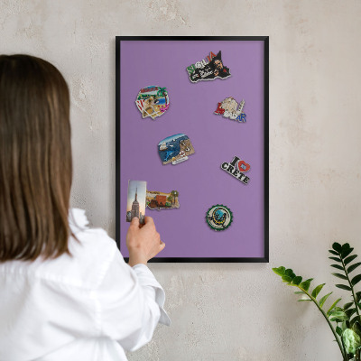 Tableau magnétique encadré de couleur noire Violet