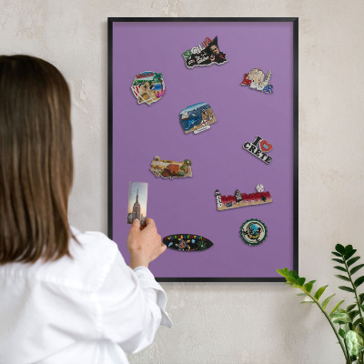 Tableau magnétique encadré de couleur noire Violet