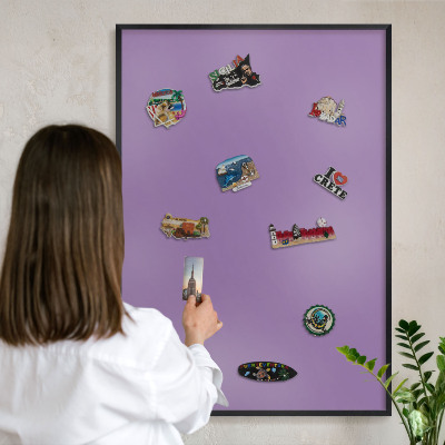 Tableau magnétique encadré de couleur noire Violet