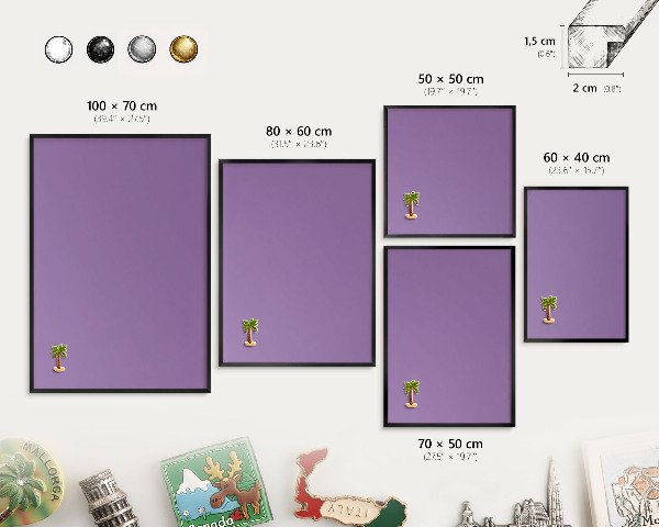 Tableau magnétique encadré de couleur noire Violet