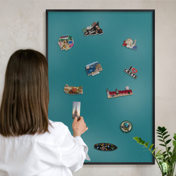 Tableau magnétique encadré de couleur noire Turquoise foncé