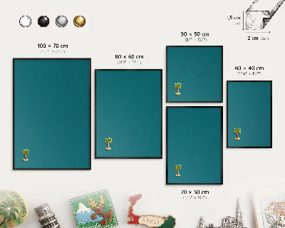Tableau magnétique encadré de couleur noire Turquoise foncé