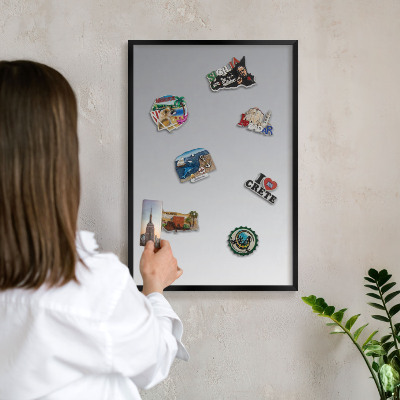 Tableau magnétique encadré de couleur noire Dégradé de gris