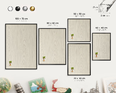 Tableau magnétique encadré de couleur noire Anneaux en bois