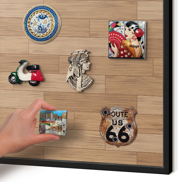 Panneau pour aimants souvenirs cadre noir Motif en bois
