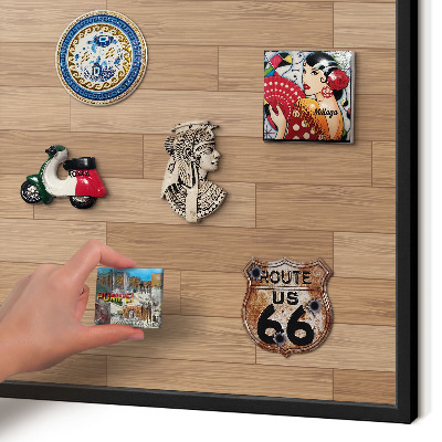 Panneau pour aimants souvenirs cadre noir Motif en bois