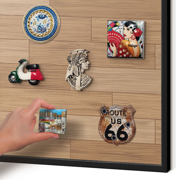 Panneau pour aimants souvenirs cadre noir Motif en bois